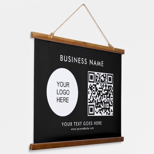  Zakelijk Logo Tekst QR Code Sjabloon Hangend Wandkleed (Gebogen)