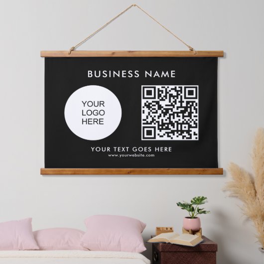 Zakelijk Logo Tekst QR Code Sjabloon Hangend Wandkleed (Slaapkamer)