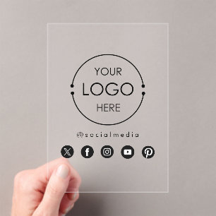 Zakelijk Logo Tekst Sociale Media Iconen Branding Acryl Uitnodigingen
