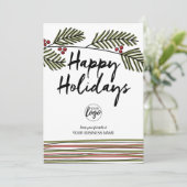 Zakelijk logo toevoegen - Corporate Whimsical Bran Feestdagenkaart (Staand voorkant)