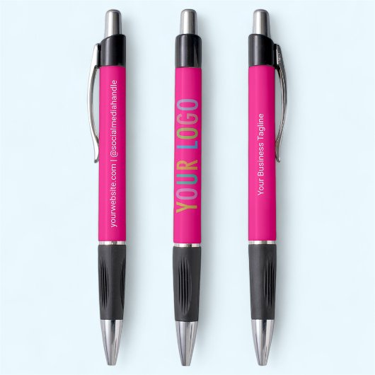 Zakelijk logo van Hot Pink Pens gedrukt promotiema Pen