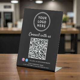 Zakelijk Logo Verbind Met Ons Maak Uw QR-code Reclamebord Met Voetstuk