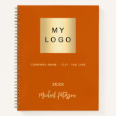 Zakelijk logo verbrand oranje elegant monogram notitieboek (Voorkant)