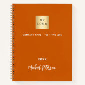 Zakelijk logo verbrand oranje elegant notitieboek (Voorkant)