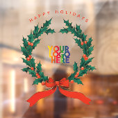 Zakelijk logo vintage kerstbes krans raamsticker (Vel 2)