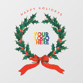 Zakelijk logo vintage kerstbes krans raamsticker (Vel)