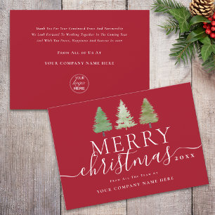 Zakelijk Logo Vrolijk Kerstbomen Elegant Schrift Feestdagenkaart