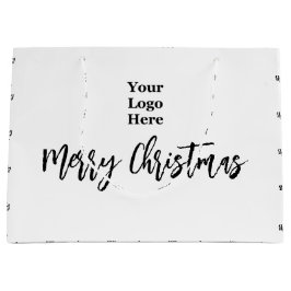 Zakelijk logo vrolijk kerstscript zwart & wit groot cadeauzakje