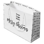 Zakelijk logo vrolijk kerstscript zwart & wit groot cadeauzakje (Achterkant Gekanteld)