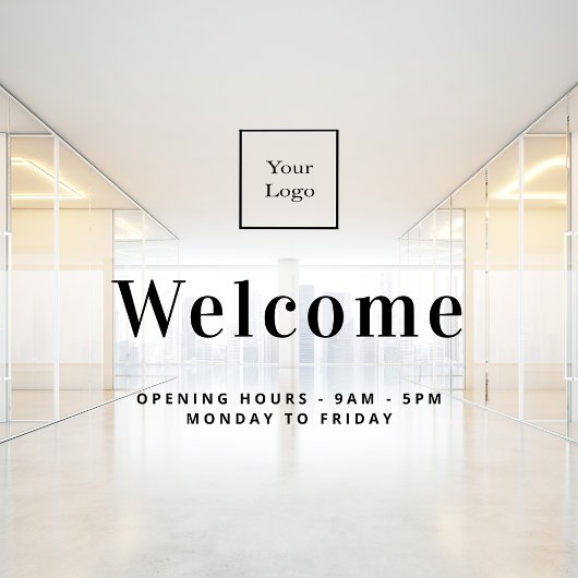 Zakelijk logo welkom openingsuren raamsticker