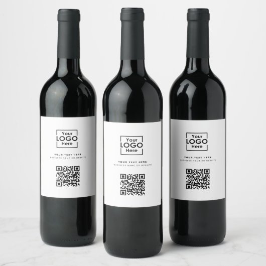 Zakelijk Logo Wit QR Code Bedrijfslogo Wijn Etiket (Flessen)