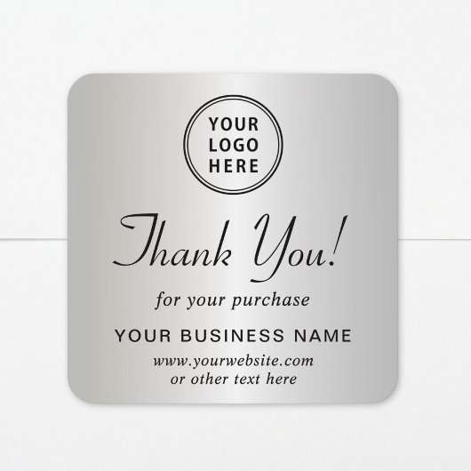 Zakelijk Logo Zilver Bedankt Vierkante Sticker