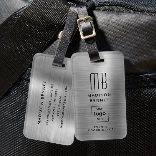 Zakelijk Logo Zilver Grijs Professioneel Reizen Bagagelabel