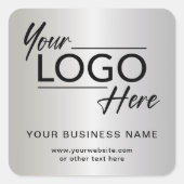 Zakelijk Logo Zilver Vierkante Sticker (Voorkant)