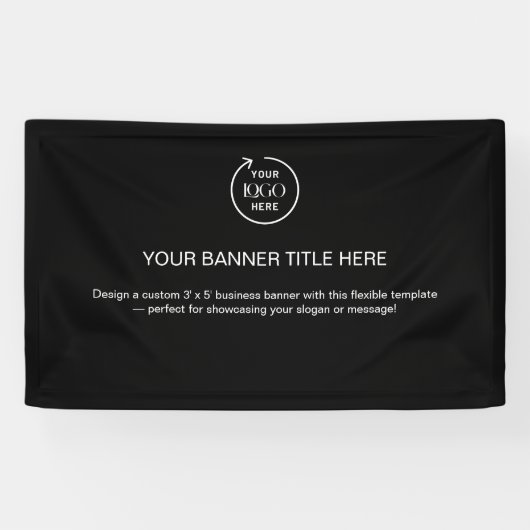 Zakelijk Logo | Zwart Modern Professioneel 1,5m Spandoek (Horizontaal)