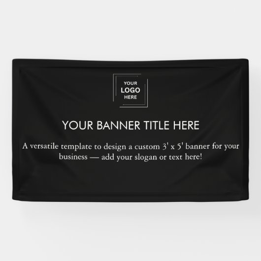 Zakelijk logo | Zwart Modern Professioneel 5' Spandoek (Horizontaal)
