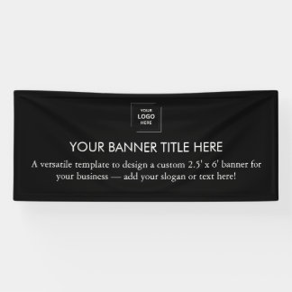 Zakelijk logo | Zwarte moderne 6' reclamebanner Spandoek