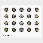 Zakelijk Luxe Zwart Wit Goud QR Code Info Ronde Sticker (Vel)