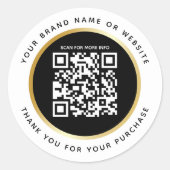 Zakelijk Luxe Zwart Wit Goud QR Code Info Ronde Sticker (Voorkant)