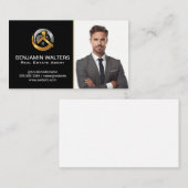 Zakelijk Man | Gold Metallic Real Estate Logo Visitekaartje (Voorkant / Achterkant)