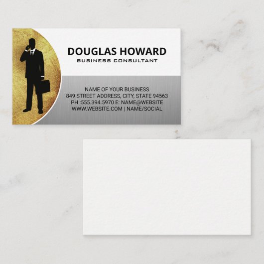 Zakelijk Man | Golden Silver White Visitekaartje (Voorkant / Achterkant)