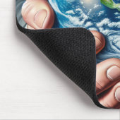 Zakelijk Man Holding Planet Earth Muismat (Hoek)