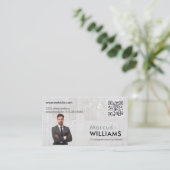 Zakelijk Man in Suit | Marmer | QR-code Visitekaartje (Staand voorkant)