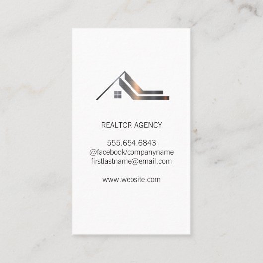 Zakelijk Man in Suit | Onroerend goed Logo Metalli Visitekaartje (Achterkant)