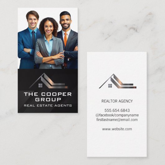 Zakelijk Man in Suit | Onroerend goed Logo Metalli Visitekaartje (Voorkant / Achterkant)