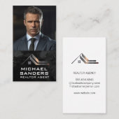 Zakelijk Man in Suit | Onroerend goed Logo Visitekaartje (Voorkant / Achterkant)
