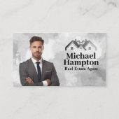 Zakelijk Man in Suit | Onroerend goed Logo Visitekaartje (Voorkant)