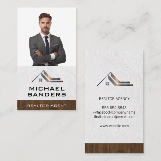 Zakelijk Man in Suit Smiling Visitekaartje (Voorkant / Achterkant)