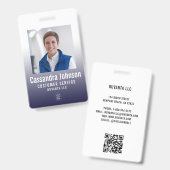 Zakelijk marineblauw verloop pasfoto personeel badge (Voor- en achterkant)