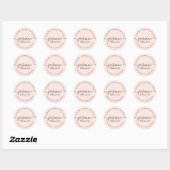Zakelijk Meisje Kalligrafie Blush Pink Custom Ronde Sticker (Vel)
