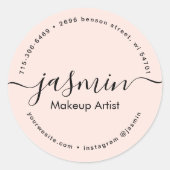 Zakelijk Meisje Kalligrafie Blush Pink Custom Ronde Sticker (Voorkant)