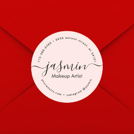 Zakelijk Meisje Kalligrafie Blush Pink Custom Ronde Sticker