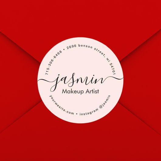 Zakelijk Meisje Kalligrafie Blush Pink Custom Ronde Sticker