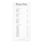 Zakelijk menu met prijslijst (Voorkant)