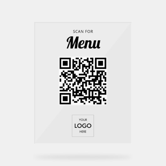 Zakelijk Menu QR Code Acryl Bord (Voorkant)