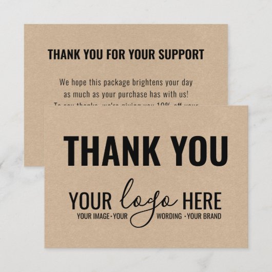 Zakelijk Merk Bedrijf Logo Black Kraft Dank u Bedankkaart (Voorkant / Achterkant)