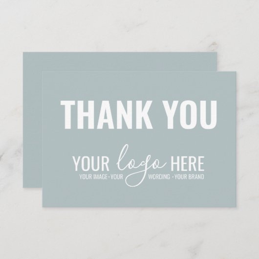 Zakelijk Merk Bedrijf Logo Dusty Blue Dank u Bedankkaart (Voorkant / Achterkant)