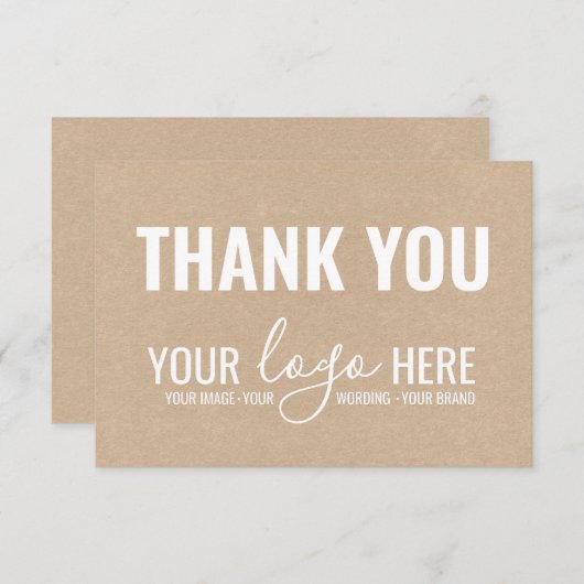 Zakelijk Merk Bedrijf Logo White Kraft Dank u Bedankkaart (Voorkant / Achterkant)