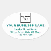 Zakelijk merk Blauwgroen Groene Minimale Teksten o Ovale Sticker (Voorkant)