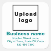 Zakelijk merk Blauwgroen Groene Minimale Teksten o Vierkante Sticker (Voorkant)