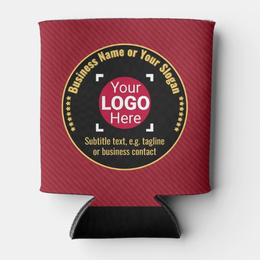 Zakelijk merk Classic Stripe - rood, zwart, goud Blikjeskoeler (Voorkant)