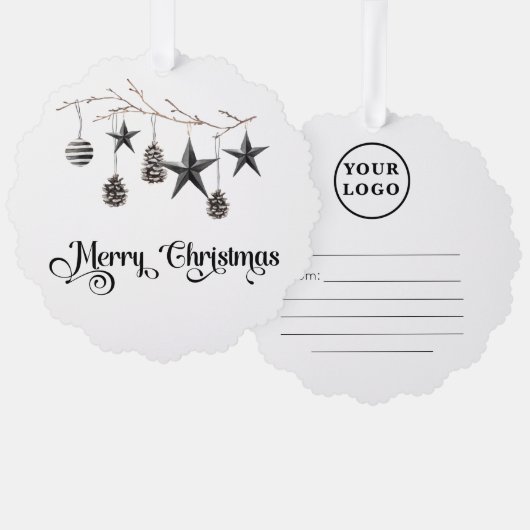 Zakelijk merk Holiday Gift label Logo Ornament Kaart (Voorkant / Achterkant)
