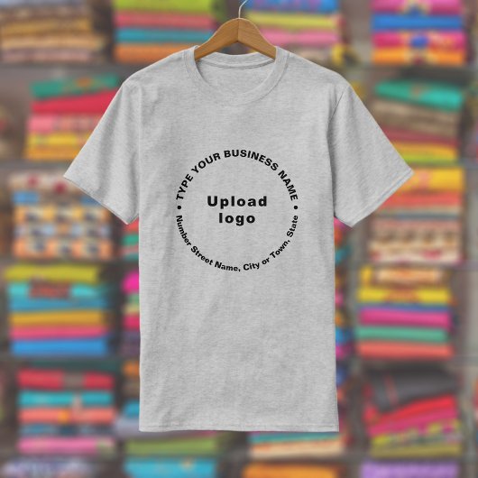 Zakelijk Merk in Ronde Patroon Tekst op Grijs T-shirt