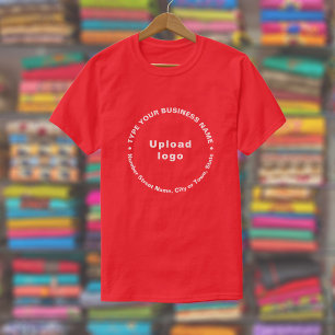 Zakelijk Merk in Ronde Patroon Tekst op Rood T-shirt