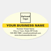 Zakelijk merk met hooglicht op geel ovale sticker (Voorkant)