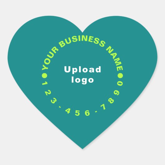 Zakelijk merk met telefoonnummer op Blauwgroen gro Hart Sticker (Voorkant)